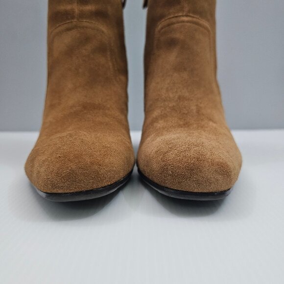 Blondo Salome Ankle Boot Womens 9 Cognac Brown Suede Waterproof Block Heel Fall - Picture 7 of 15